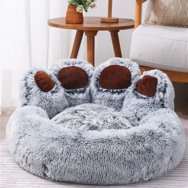 Cute Bear Paw Shape Plush Warm Dog Kennel Quantity - Image 2