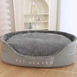 Gray Large Round Plush Dog Kennel with High Sides and Deep Pockets for Safety