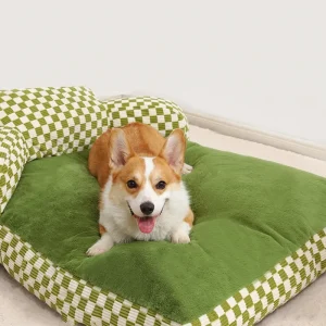 Green Checkerboard Plush Soft Inset Sofa Pet Bed Quantity