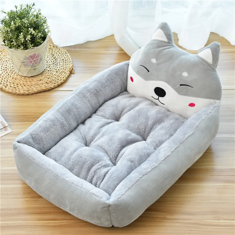 Plush, Skin-Friendly Dog Bed with Small Animal-Shaped Pillows - Image 2